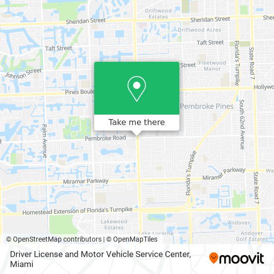 Driver License and Motor Vehicle Service Center map