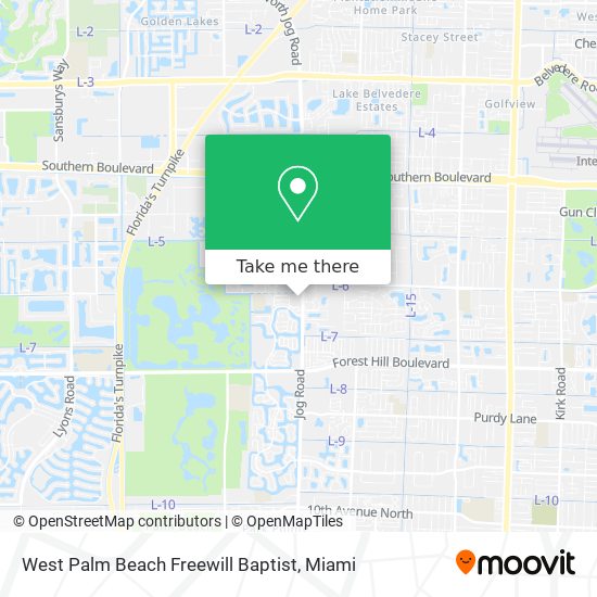 West Palm Beach Freewill Baptist map