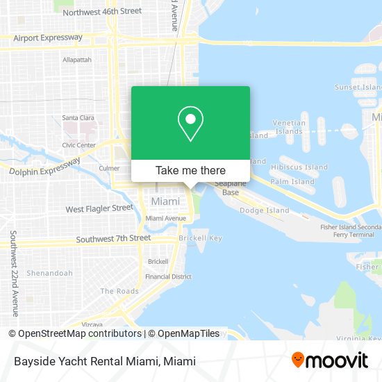 Bayside Yacht Rental Miami map