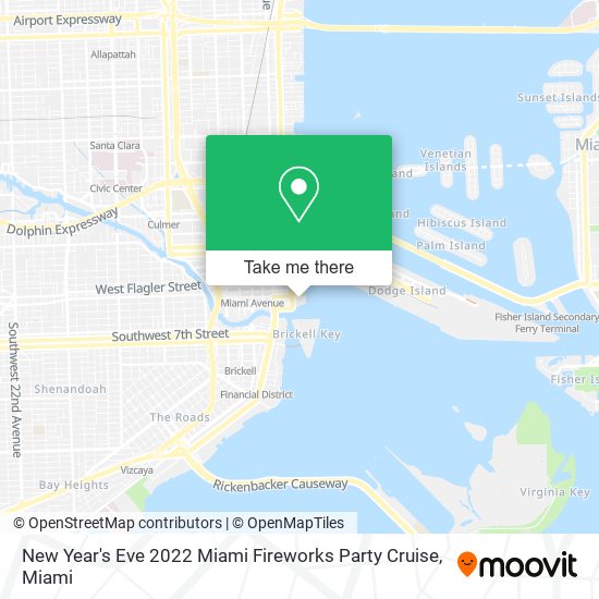 New Year's Eve 2022 Miami Fireworks Party Cruise map