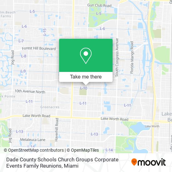 Mapa de Dade County Schools Church Groups Corporate Events Family Reunions