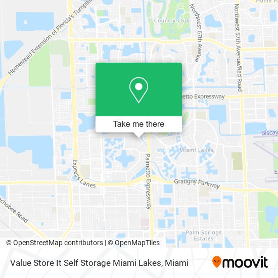 Mapa de Value Store It Self Storage Miami Lakes