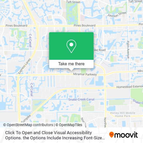 Click To Open and Close Visual Accessibility Options. the Options Include Increasing Font-Size and map