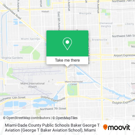 Mapa de Miami-Dade County Public Schools Baker George T Aviation (George T Baker Aviation School)