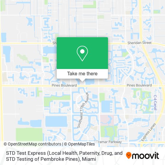 Mapa de STD Test Express (Local Health, Paternity, Drug, and STD Testing of Pembroke Pines)