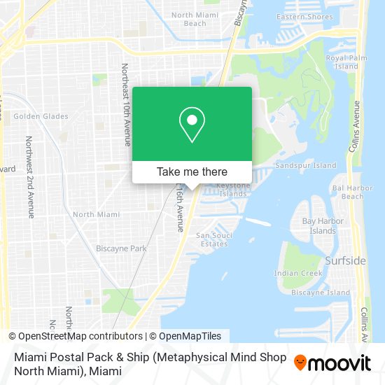 Mapa de Miami Postal Pack & Ship (Metaphysical Mind Shop North Miami)