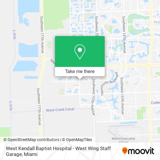 Mapa de West Kendall Baptist Hospital - West Wing Staff Garage