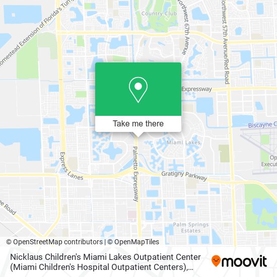 Nicklaus Children's Miami Lakes Outpatient Center (Miami Children's Hospital Outpatient Centers) map