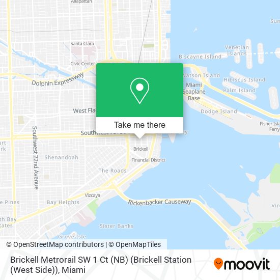 Mapa de Brickell Metrorail SW 1 Ct (NB) (Brickell Station (West Side))