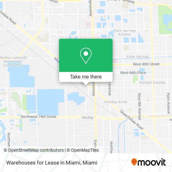 Warehouses for Lease in Miami map