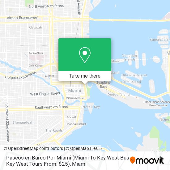 Mapa de Paseos en Barco Por Miami (Miami To Key West Bus Key West Tours From: $25)