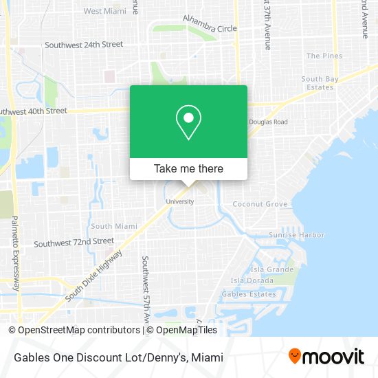 Mapa de Gables One Discount Lot / Denny's