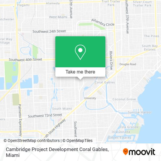 Mapa de Cambridge Project Development Coral Gables