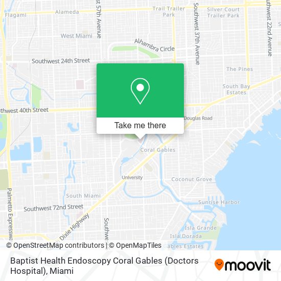 Baptist Health Endoscopy Coral Gables (Doctors Hospital) map