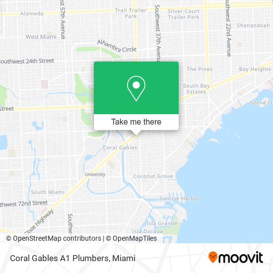 Coral Gables A1 Plumbers map