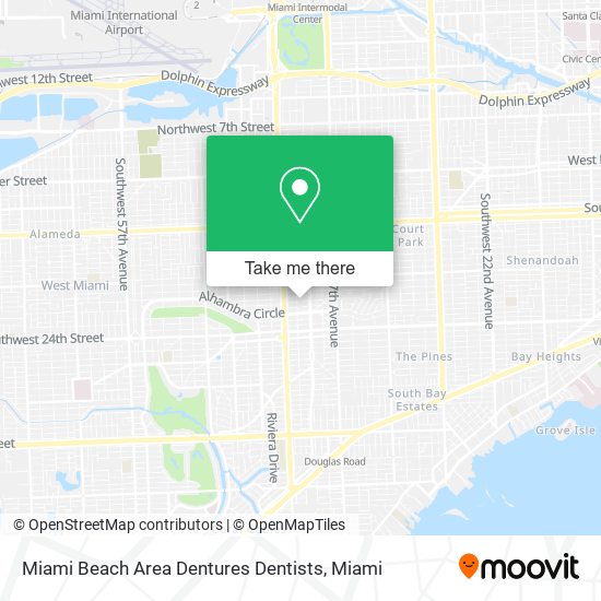 Miami Beach Area Dentures Dentists map