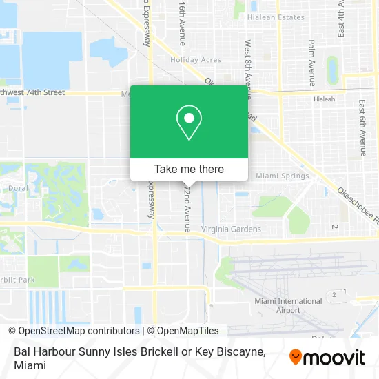 Bal Harbour Sunny Isles Brickell or Key Biscayne map