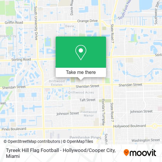 Mapa de Tyreek Hill Flag Football - Hollywood / Cooper City