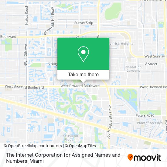 Mapa de The Internet Corporation for Assigned Names and Numbers