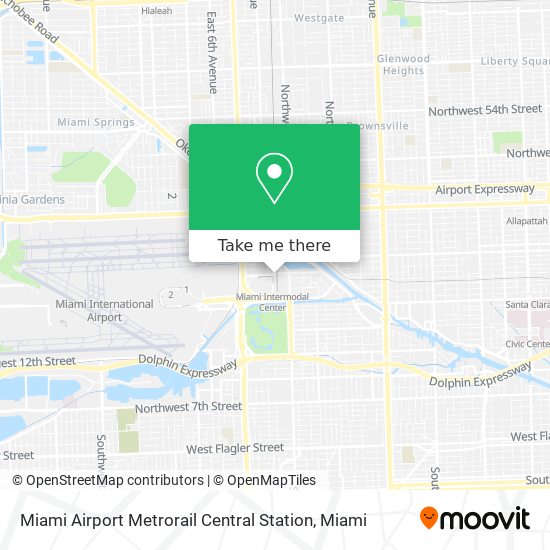 Mapa de Miami Airport Metrorail Central Station