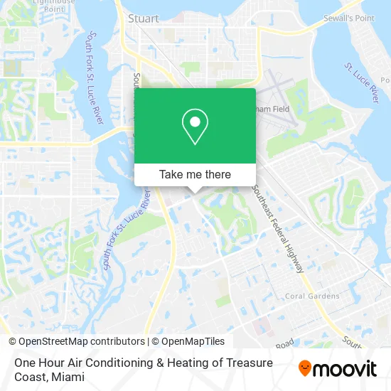 One Hour Air Conditioning & Heating of Treasure Coast map