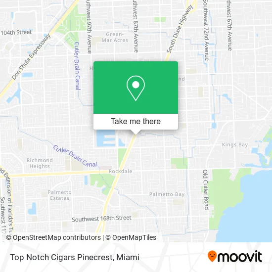 Top Notch Cigars Pinecrest map
