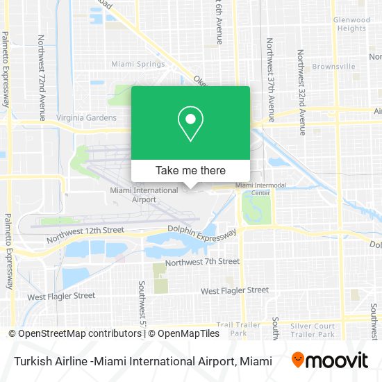 Mapa de Turkish Airline -Miami International Airport