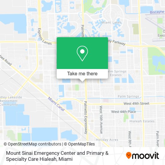 Mapa de Mount Sinai Emergency Center and Primary & Specialty Care Hialeah