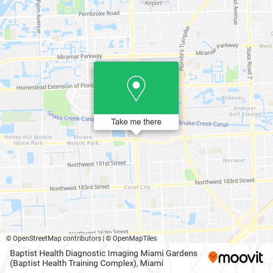 Mapa de Baptist Health Diagnostic Imaging Miami Gardens (Baptist Health Training Complex)