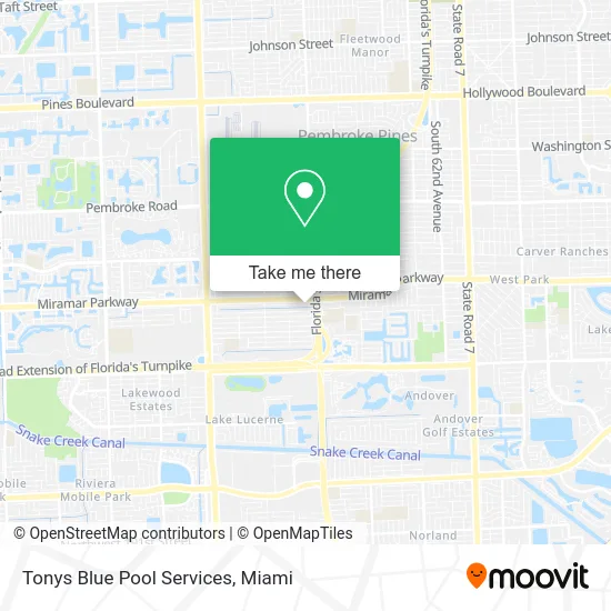 Tonys Blue Pool Services map