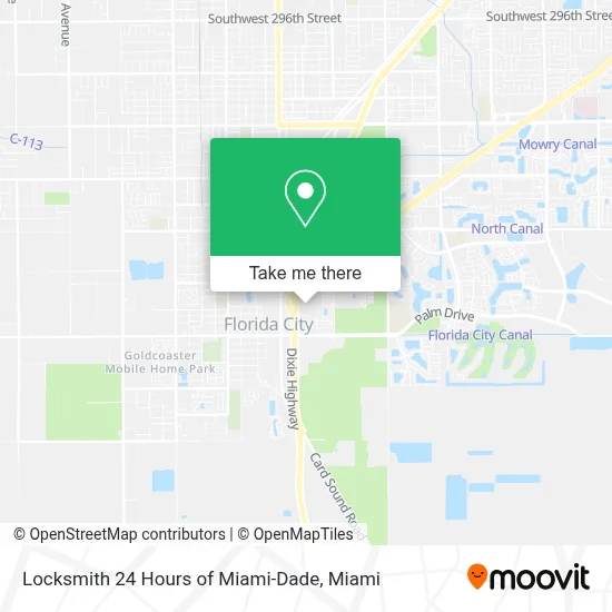 Locksmith 24 Hours of Miami-Dade map