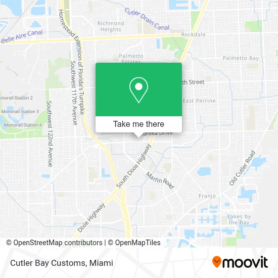 Cutler Bay Customs map