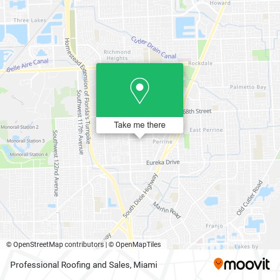 Professional Roofing and Sales map