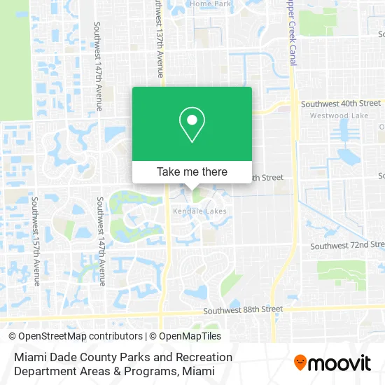 Miami Dade County Parks and Recreation Department Areas & Programs map