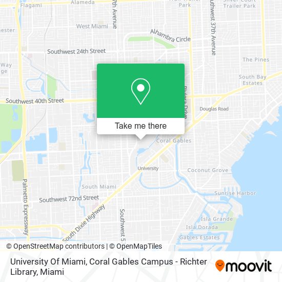 Mapa de University Of Miami, Coral Gables Campus - Richter Library