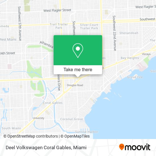 Deel Volkswagen Coral Gables map