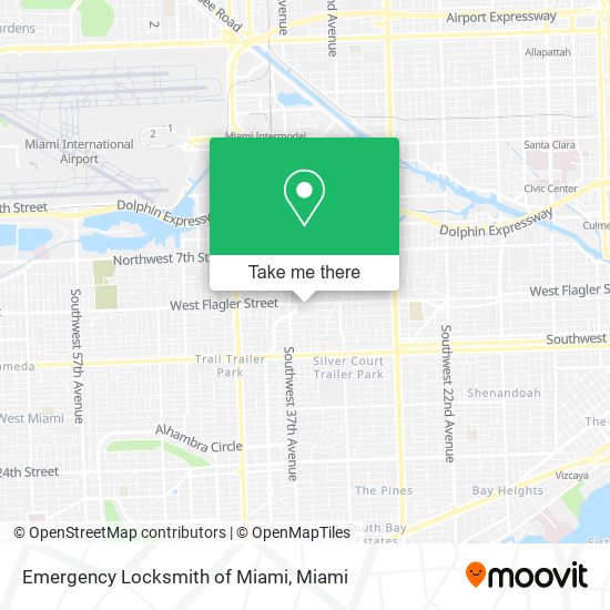 Emergency Locksmith of Miami map