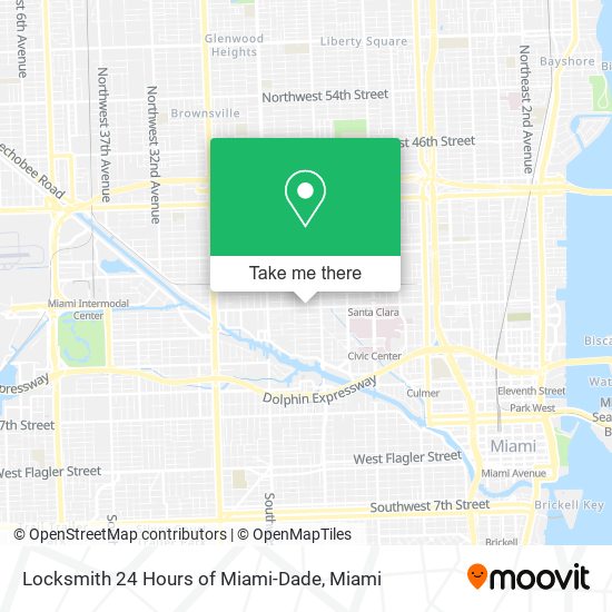 Locksmith 24 Hours of Miami-Dade map