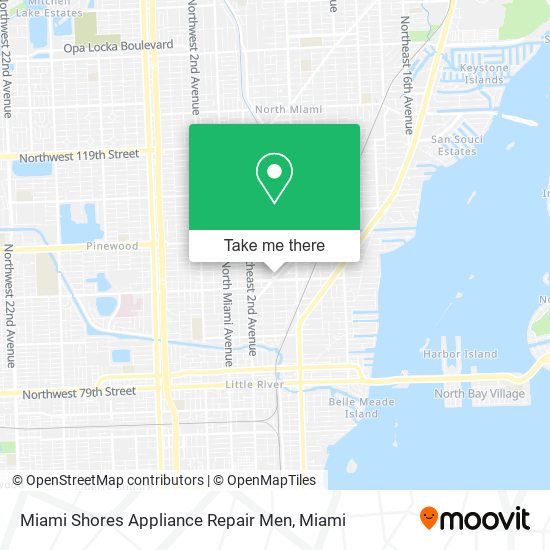 Miami Shores Appliance Repair Men map