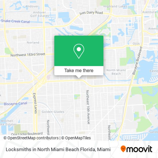 Locksmiths in North Miami Beach Florida map