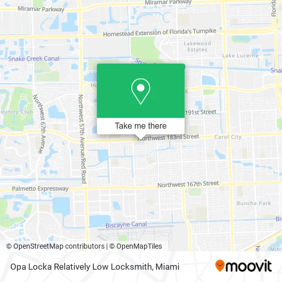 Opa Locka Relatively Low Locksmith map