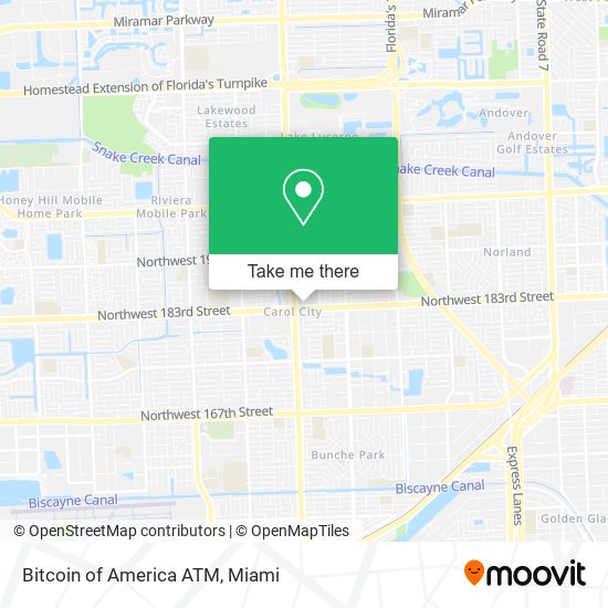 Mapa de Bitcoin of America ATM