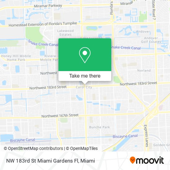 NW 183rd St Miami Gardens Fl map