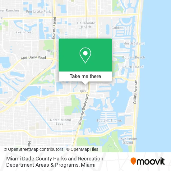 Miami Dade County Parks and Recreation Department Areas & Programs map