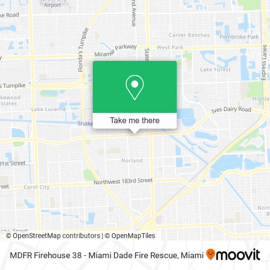 Mapa de MDFR Firehouse 38 - Miami Dade Fire Rescue