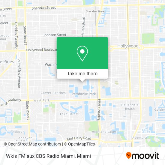 Mapa de Wkis FM aux CBS Radio Miami