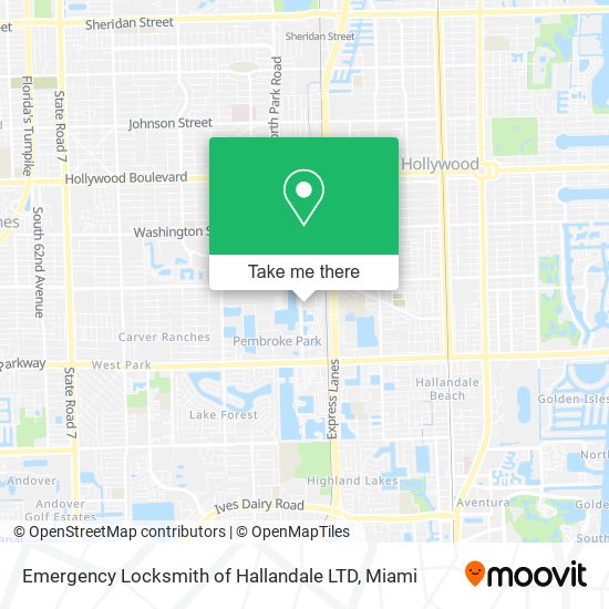 Emergency Locksmith of Hallandale LTD map