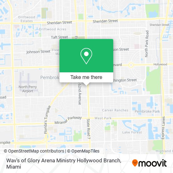 Mapa de Wav's of Glory Arena Ministry Hollywood Branch