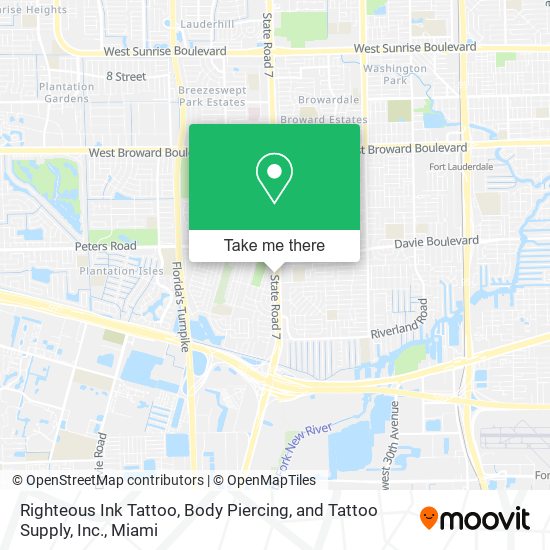 Righteous Ink Tattoo, Body Piercing, and Tattoo Supply, Inc. map