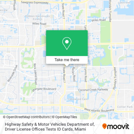 Highway Safety & Motor Vehicles Department of, Driver License Offices Tests ID Cards map
